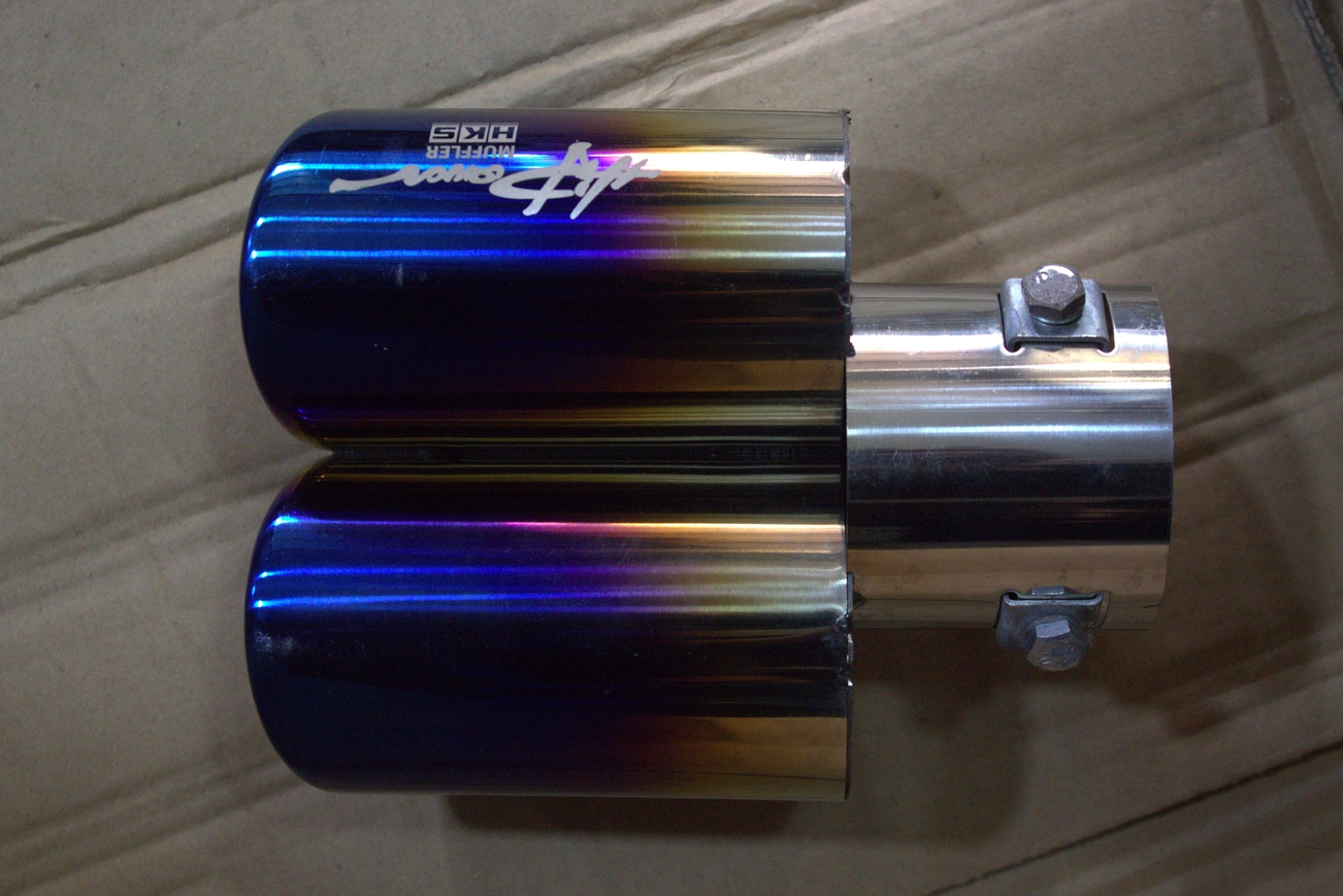 HKS round twin tip exhaust muffler